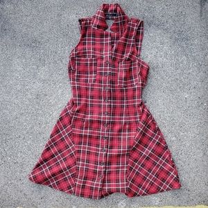 Anthropologie Ark & Co. Red Plaid Collared Shirt Dress